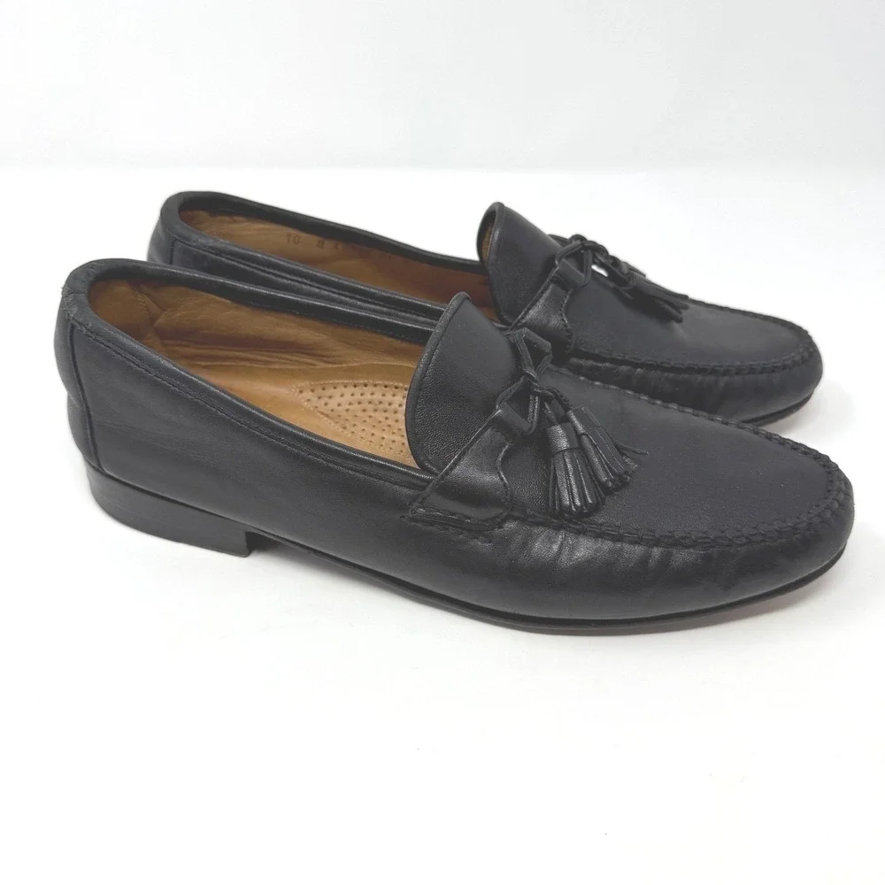 Allen Edmonds Urbino Black Leather Tassel Loafers Mens 10 B Made in Italy 49190